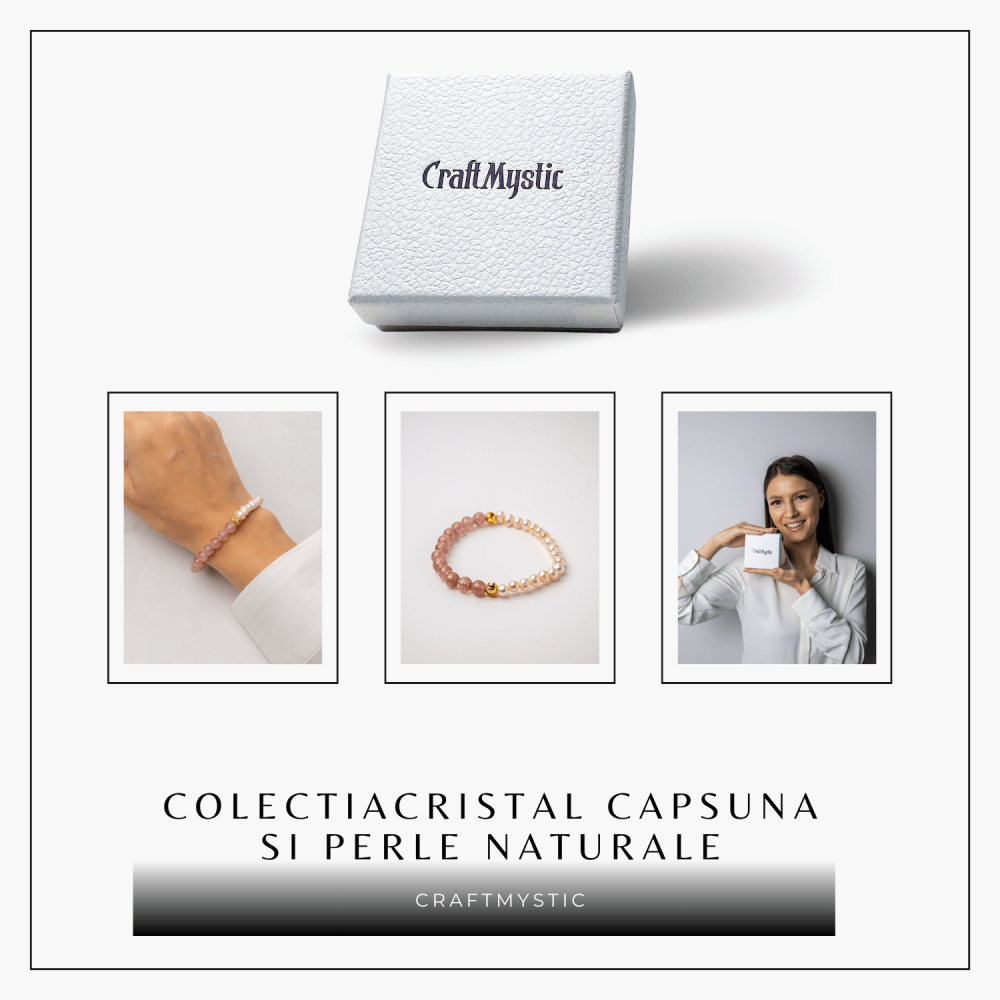 Bratara cu Cristal Capsuna si Perle Naturale – Delicatețe, Feminitate si Lumina Interioara [8]