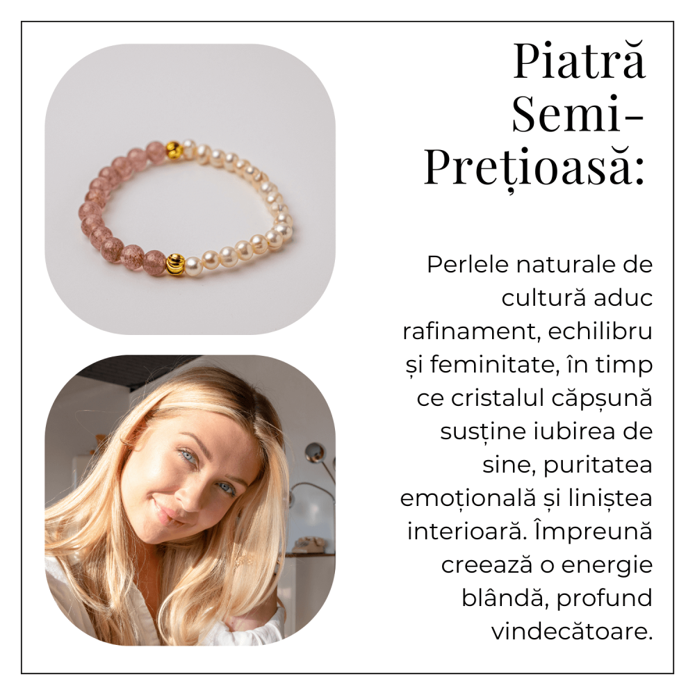 Bratara cu Cristal Capsuna si Perle Naturale – Delicatețe, Feminitate si Lumina Interioara [6]