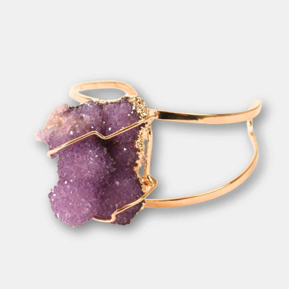 Bratara Aurie cu Ametist Natural Brut – Calm Interior si Claritate Mentala [7]