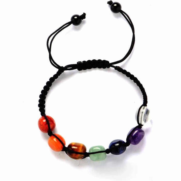 Bratara din pietre naturale semipretioase polisate 7 chakre cu impletitura manuala - Vindecare Reiki, energie pozitiva [6]