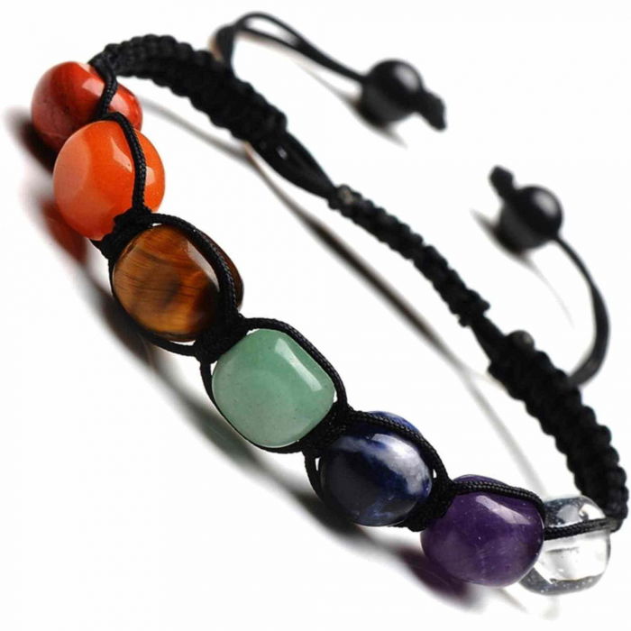 Bratara din pietre naturale semipretioase polisate 7 chakre cu impletitura manuala - Vindecare Reiki, energie pozitiva [2]