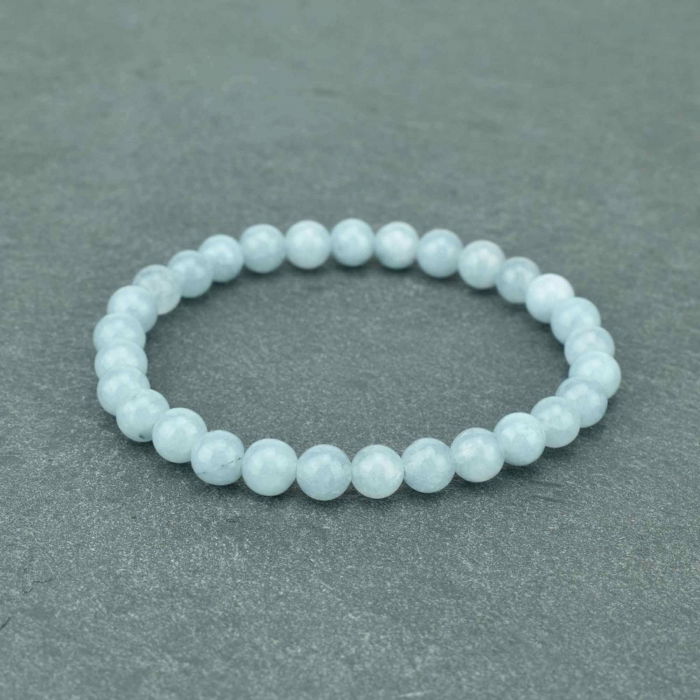 Bratara din cristal natural acvamarin pentru barbati si femei -  Bratara elastica cu margele de 6mm acvamarin natural Aduce noroc Cadouri pentru ziua mamei [5]
