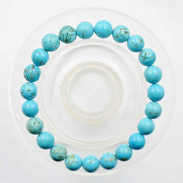 Bratara cu margele 8mm din pietre semipretioase naturale din turcoaz - Aduce echilibru [4]