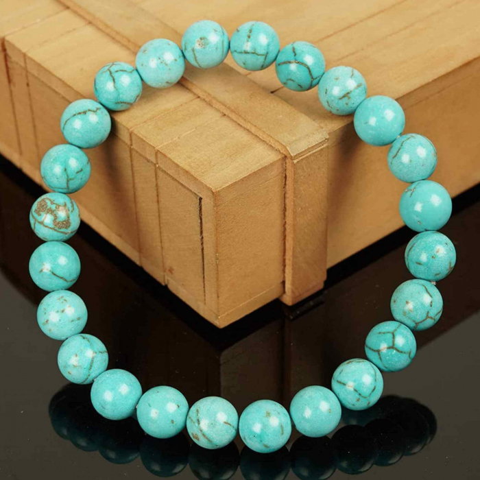 Bratara cu margele 8mm din pietre semipretioase naturale din turcoaz - Aduce echilibru [5]