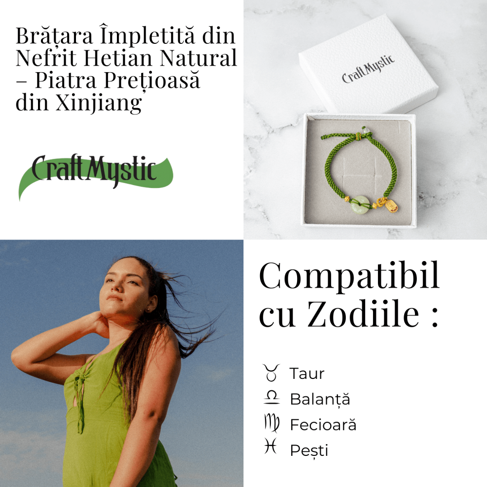 Bratara impletita cu Nefrit Hetian Natural si snur verde – Vitalitate si Protectie [5]