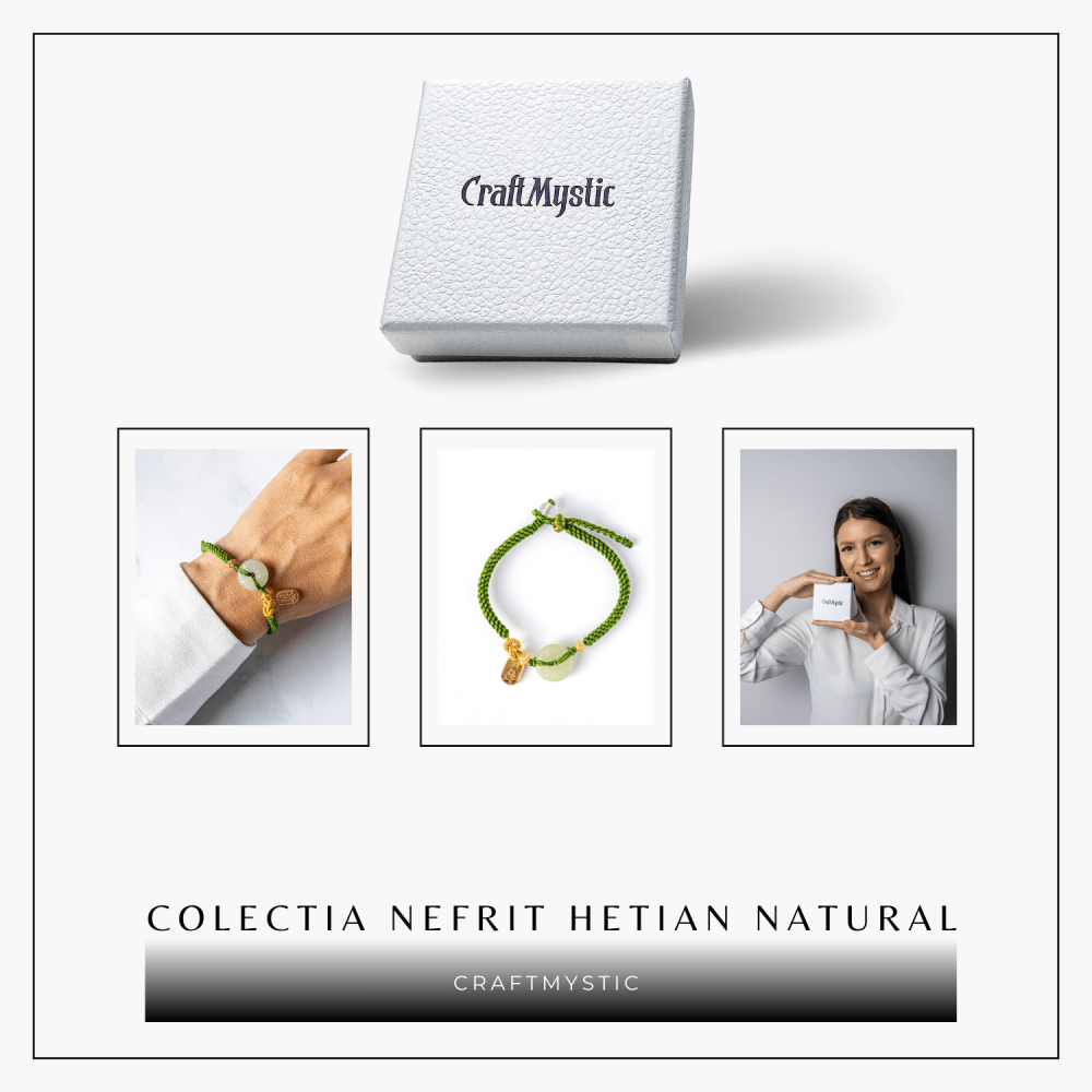 Bratara impletita cu Nefrit Hetian Natural si snur verde – Vitalitate si Protectie [8]