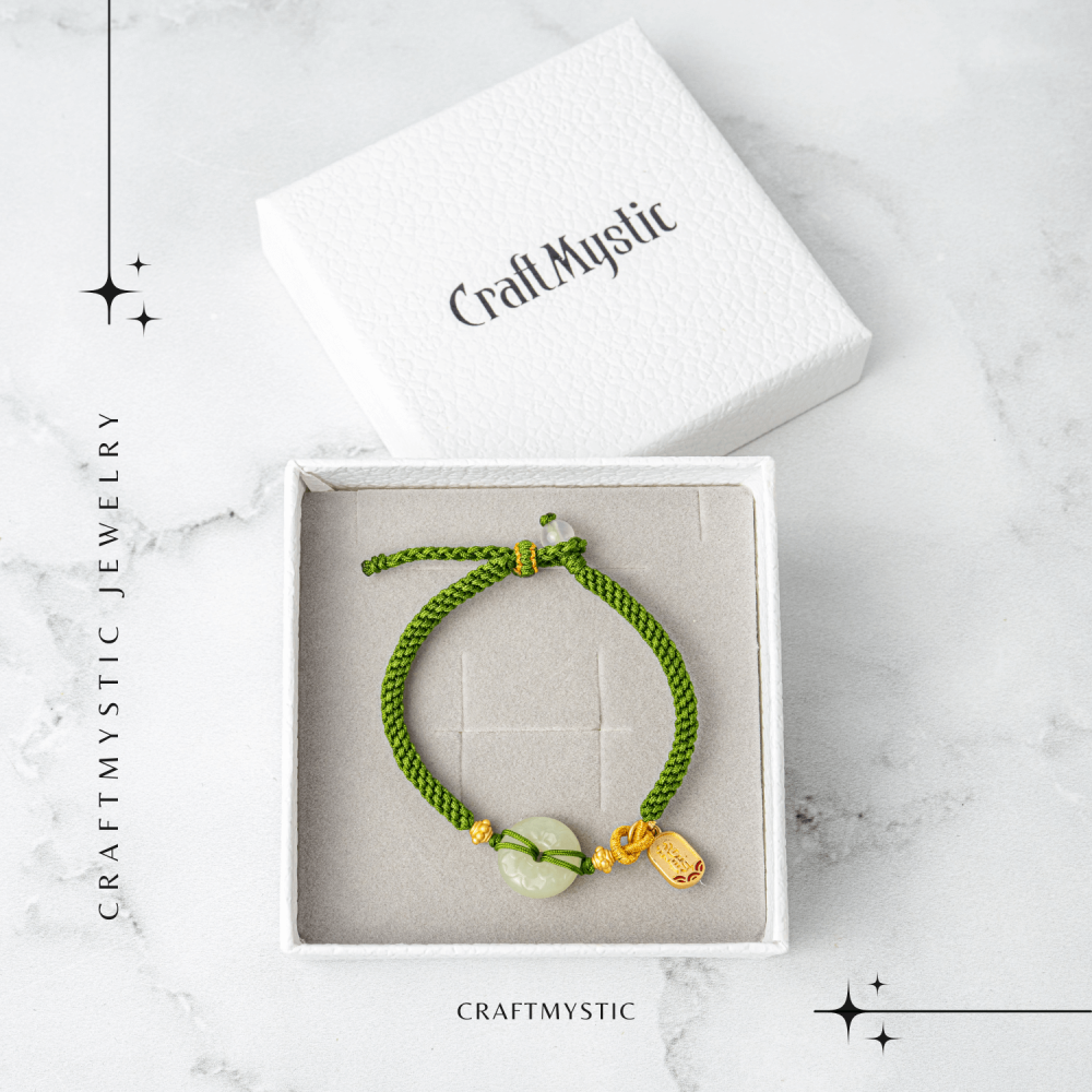Bratara impletita cu Nefrit Hetian Natural si snur verde – Vitalitate si Protectie [7]