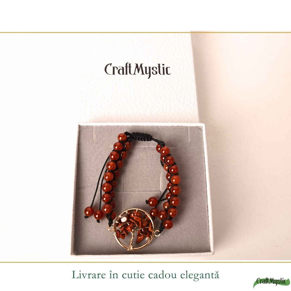 Bratara cu Agat Rosu si Arborele Vietii – Energie, Curaj si Stabilitate [6]