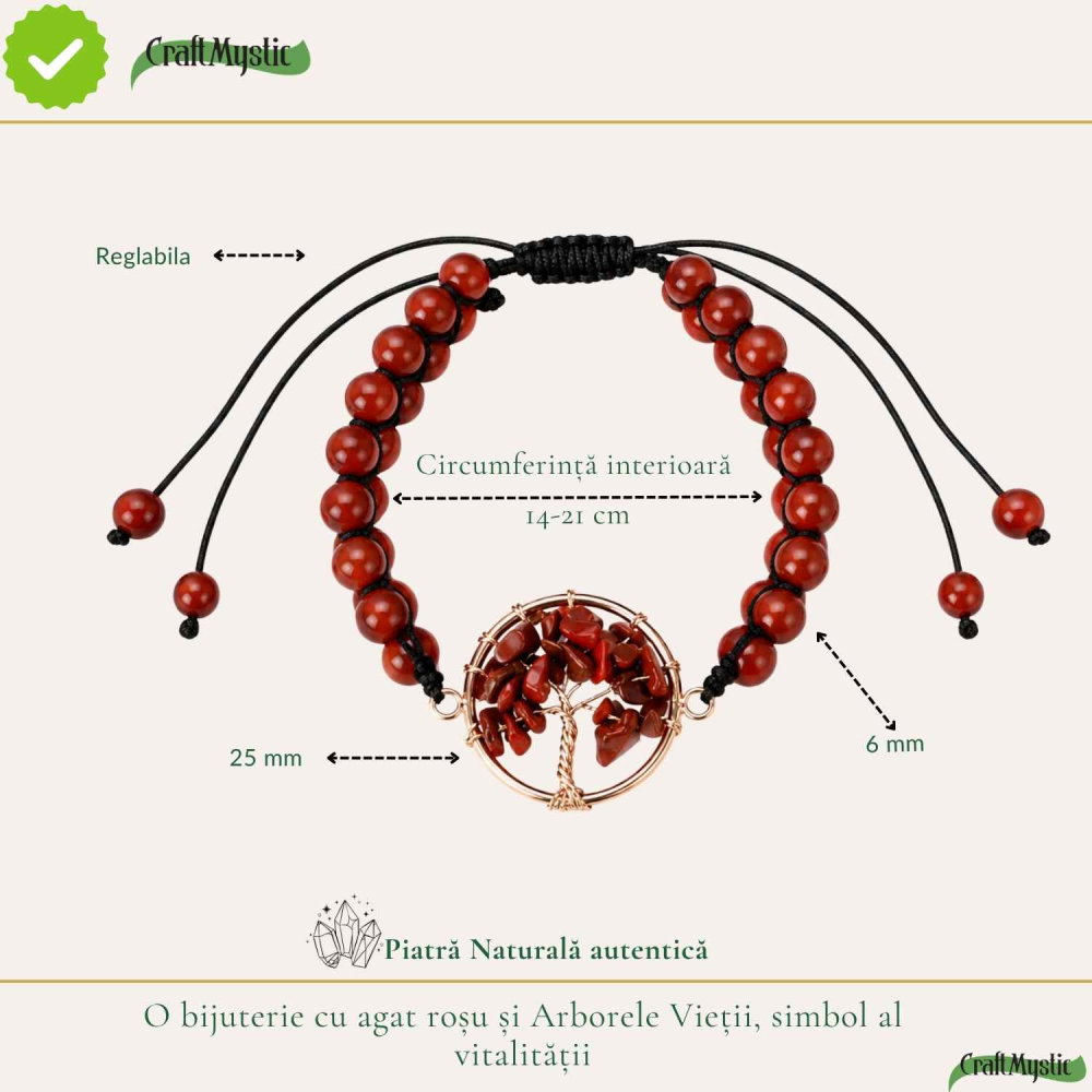 Bratara cu Agat Rosu si Arborele Vietii – Energie, Curaj si Stabilitate [4]