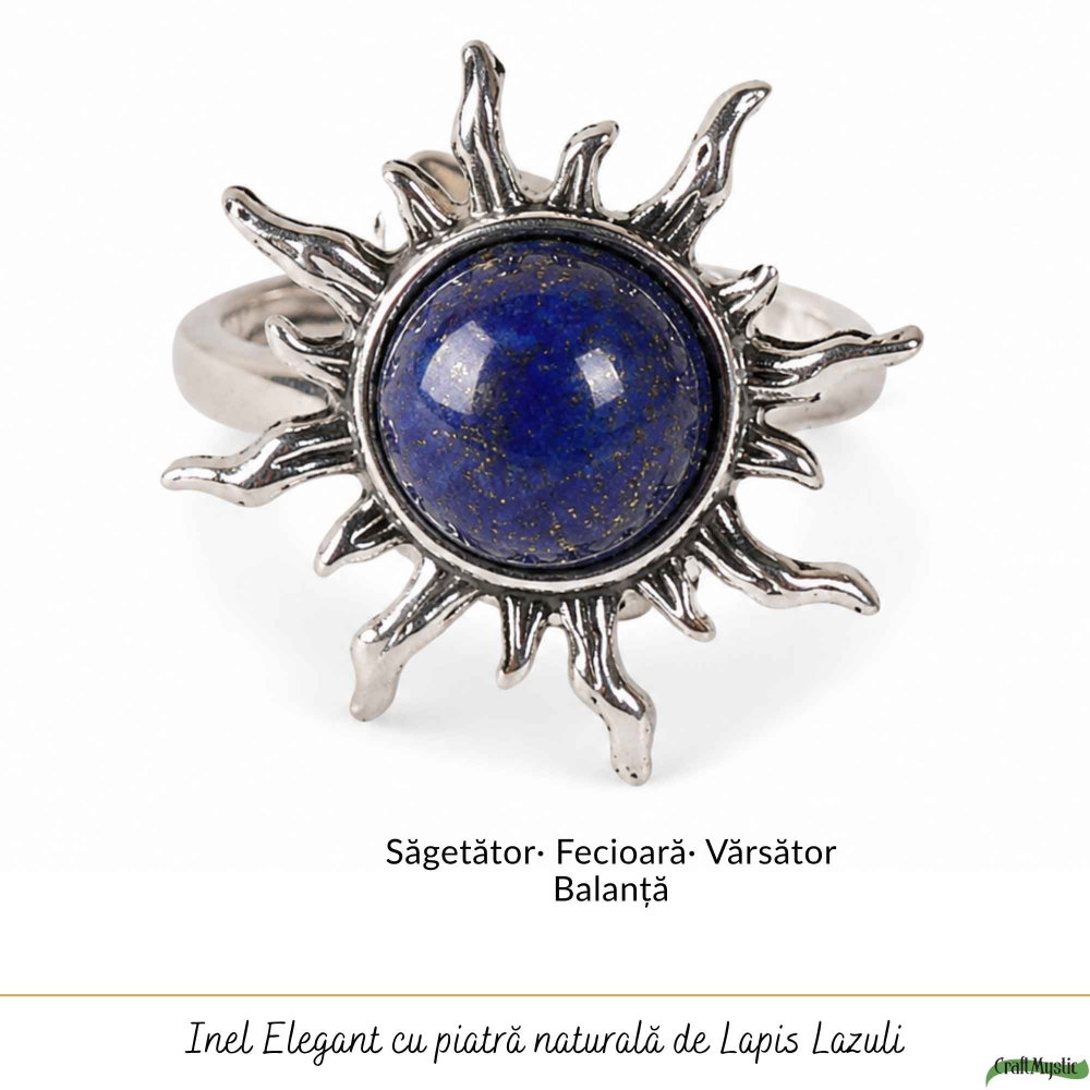 Inel cu Lapis Lazuli Natural in Forma de Soare – Intelepciune si Comunicare Autentica [5]