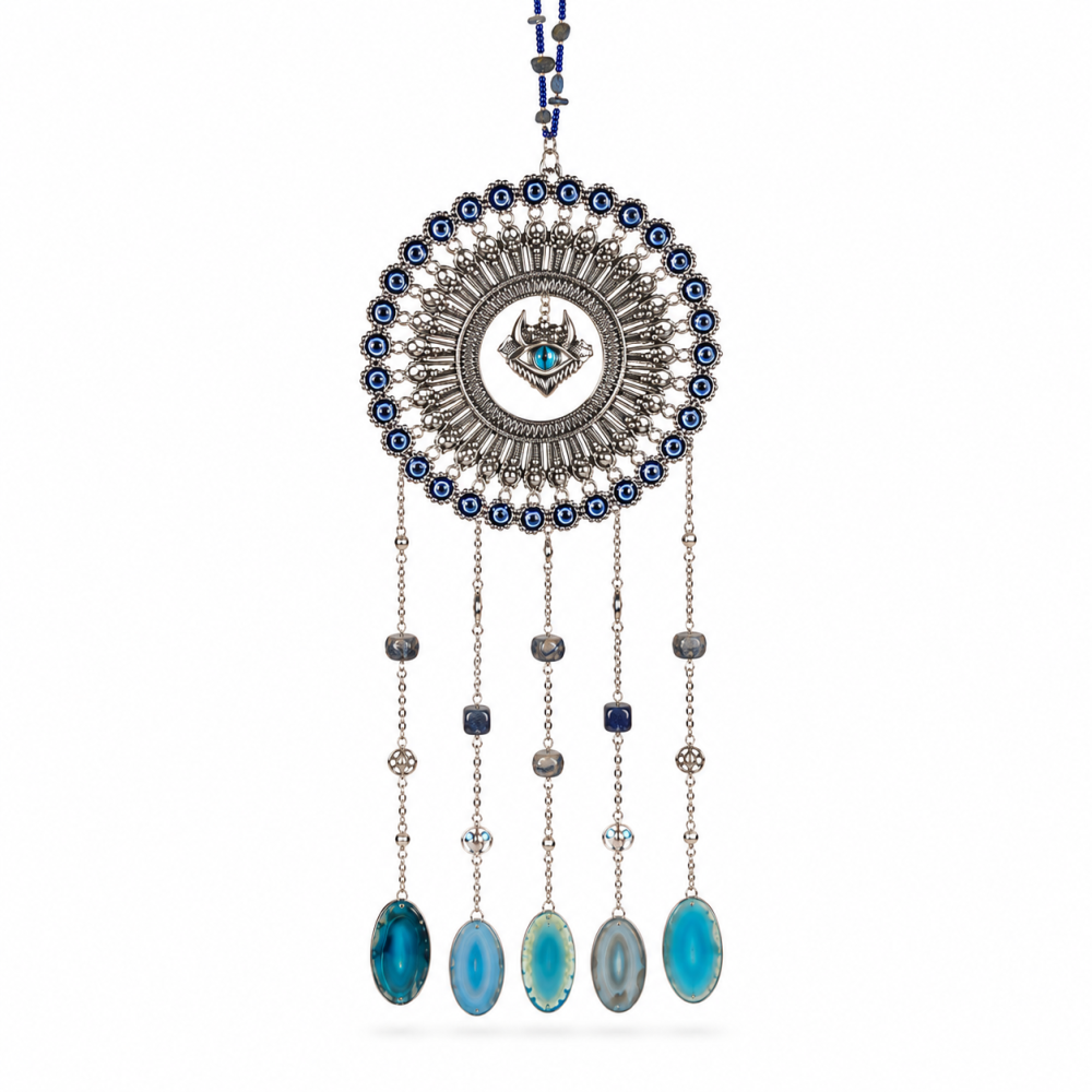 Dreamcatcher cu Sodalit, Felii de Agat si Ochi Protector – Claritate si Protectie Energetica [1]