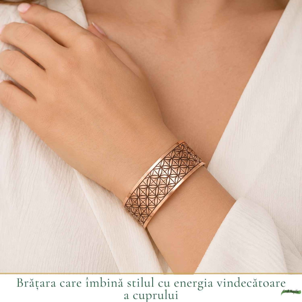 Bratara Tibetana din Cupru Pur Reglabila – Echilibru, Protectie si Energie Naturala [2]