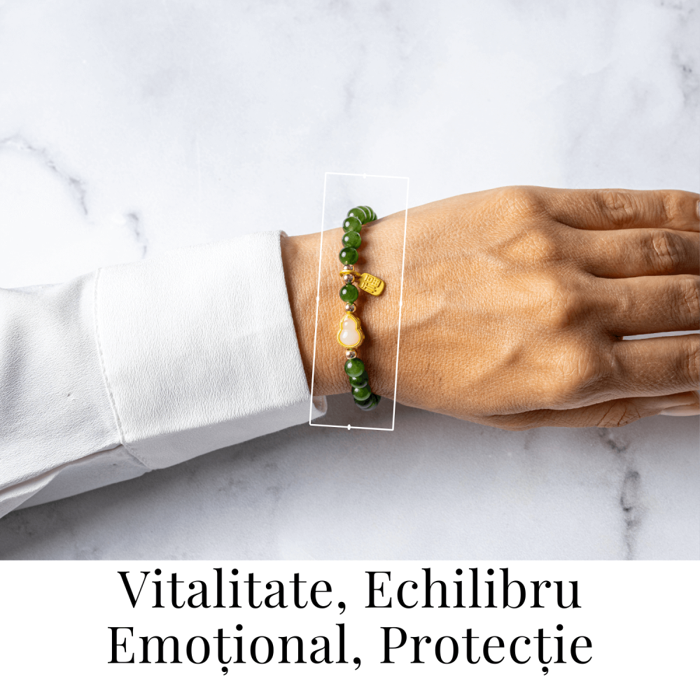 Bratara elastic din jasp verde natural si nefrid hetian – echilibru si vitalitate [2]