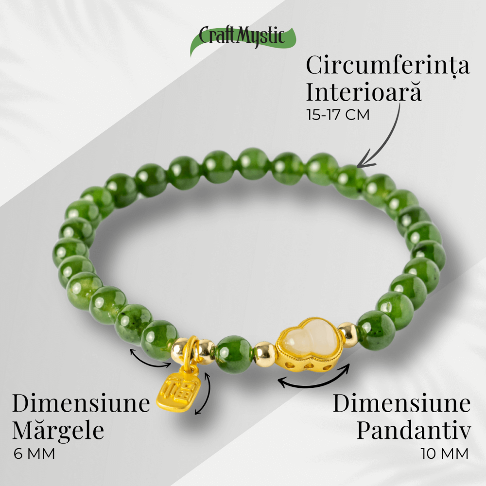 Bratara elastic din jasp verde natural si nefrid hetian – echilibru si vitalitate [4]