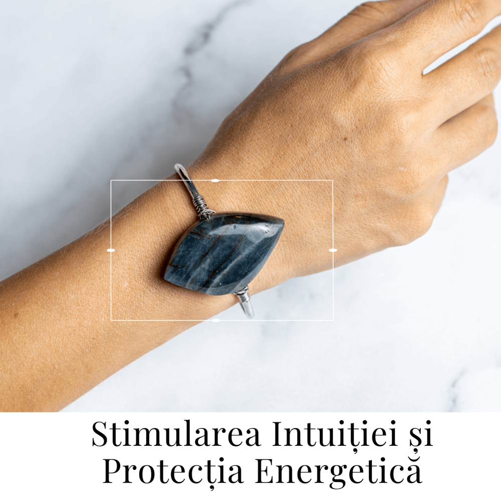 Bratara Fixa Argintie cu Labradorit Frunza – Intuitie si Protectie [2]