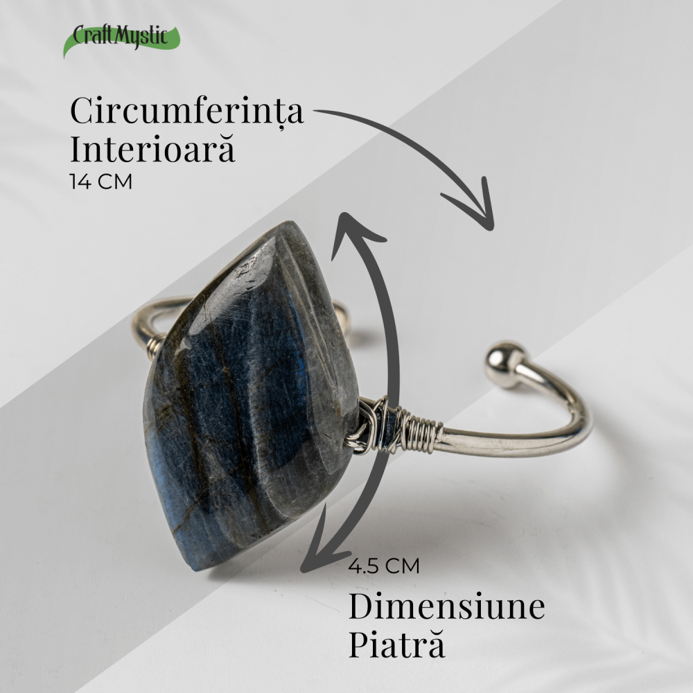 Bratara Fixa Argintie cu Labradorit Frunza – Intuitie si Protectie [5]