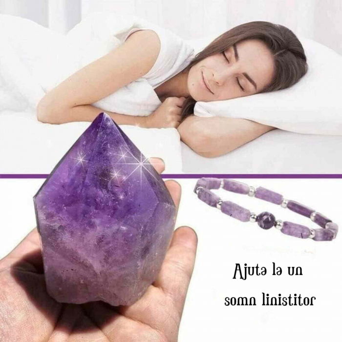 Bratara deosebita cu ametist natural 8mm - Elastica ajustabila cu pietre semipretioase violete [4]