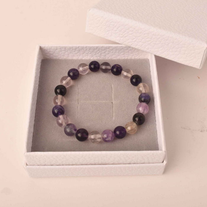 Bratara curcubeu din cristale semipretiose Fluorit 9MM Cadou bijuterii cristal chakra natural [3]