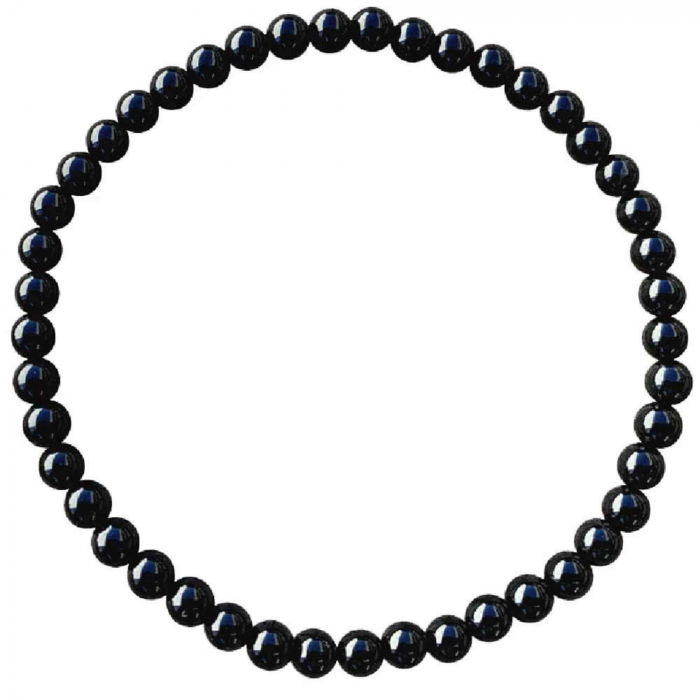 Bratara elastica cu margele de onix negru stralucitor natural de 6 mm - Adevar + Forta - Bratara unisex cu margele neagra de inalta calitate pentru barbati si femei - Dimensiune reglabila [5]