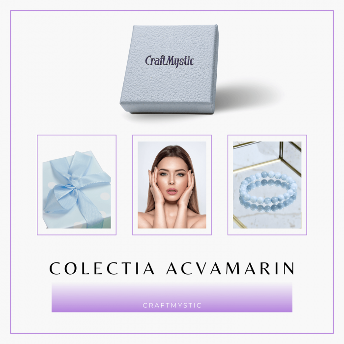 Bratara din cristal natural acvamarin pentru barbati si femei -  Bratara elastica cu margele de 6mm acvamarin natural Aduce noroc Cadouri pentru ziua mamei [9]