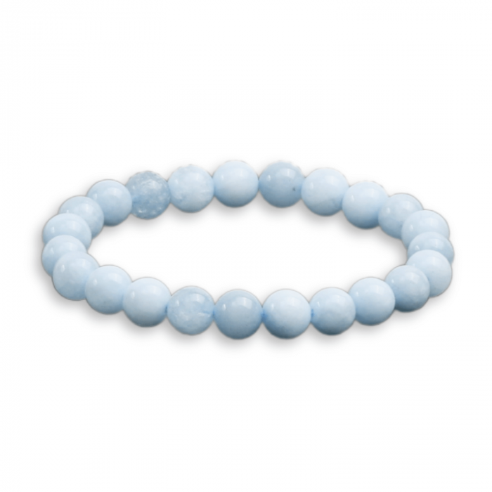 Bratara din cristal natural acvamarin pentru barbati si femei -  Bratara elastica cu margele de 6mm acvamarin natural Aduce noroc Cadouri pentru ziua mamei [8]