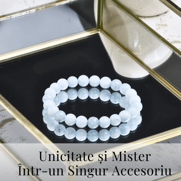 Bratara din cristal natural acvamarin pentru barbati si femei -  Bratara elastica cu margele de 6mm acvamarin natural Aduce noroc Cadouri pentru ziua mamei [7]