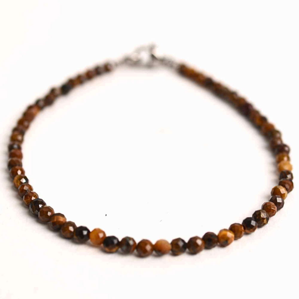 Bratara cu margele 2-3 mm ochi de tigru fatetat natural pentru curaj si protectie energetica [1]