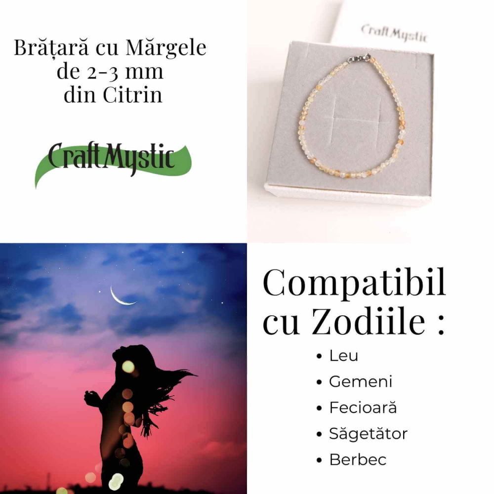 Bratara cu margele 2-3 mm citrin fatetat natural pentru prosperitate si energie pozitiva [5]