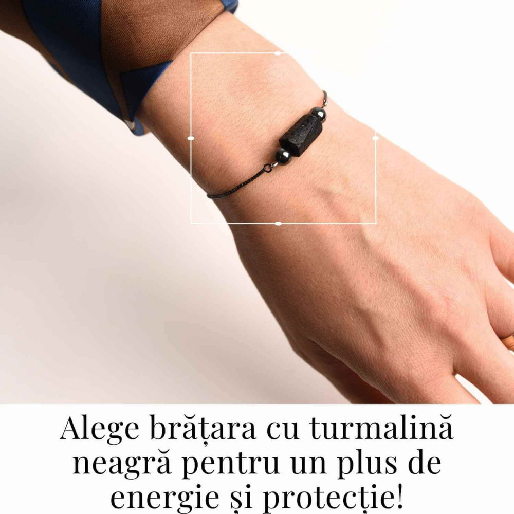 Bratara metalica ajustabila cu turmalina neagra pentru protectie energetica [4]