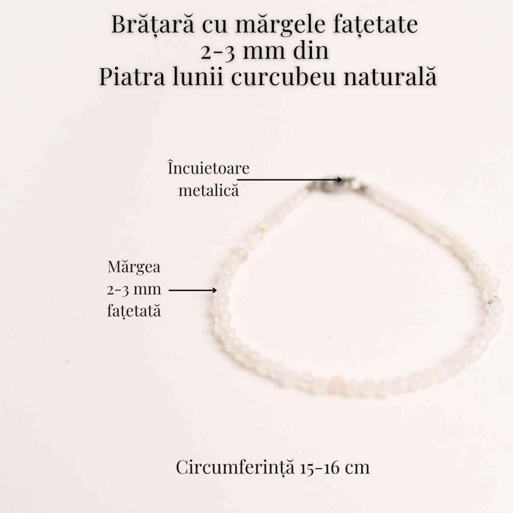 Bratara cu margele 2-3 mm piatra lunii curcubeu fatetata pentru feminitate si armonie interioara [4]