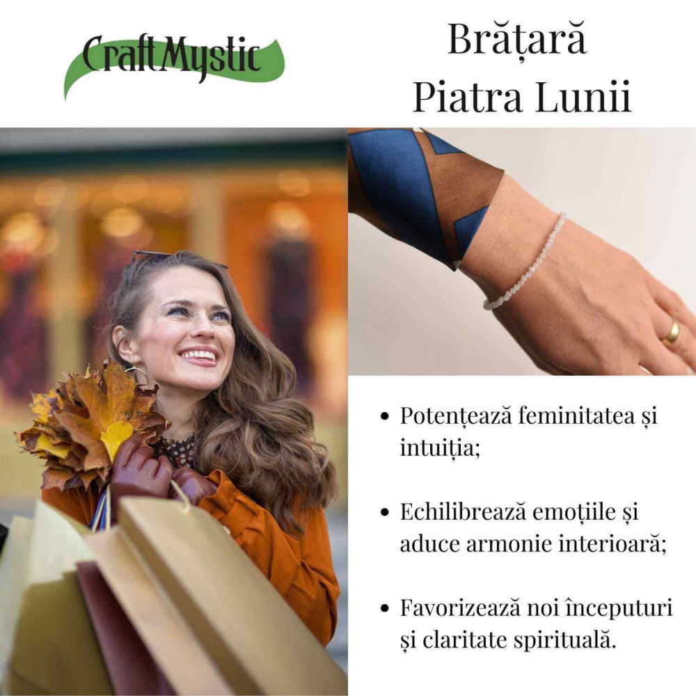 Bratara cu margele 2-3 mm piatra lunii curcubeu fatetata pentru feminitate si armonie interioara [3]