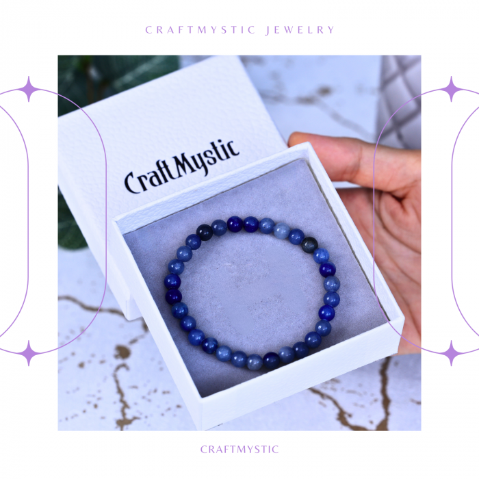 Bratara Elastica cu Margele 6mm Aventurin albastru pentru Claritate Mentala si Focus [6]