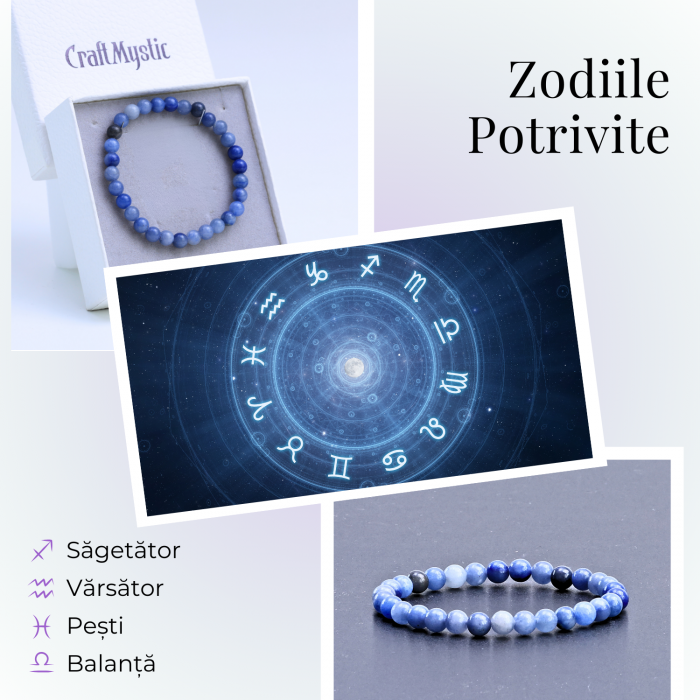 Bratara Elastica cu Margele 6mm Aventurin albastru pentru Claritate Mentala si Focus [4]