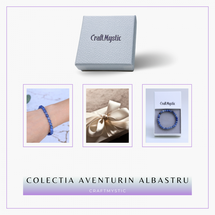 Bratara Elastica cu Margele 6mm Aventurin albastru pentru Claritate Mentala si Focus [7]