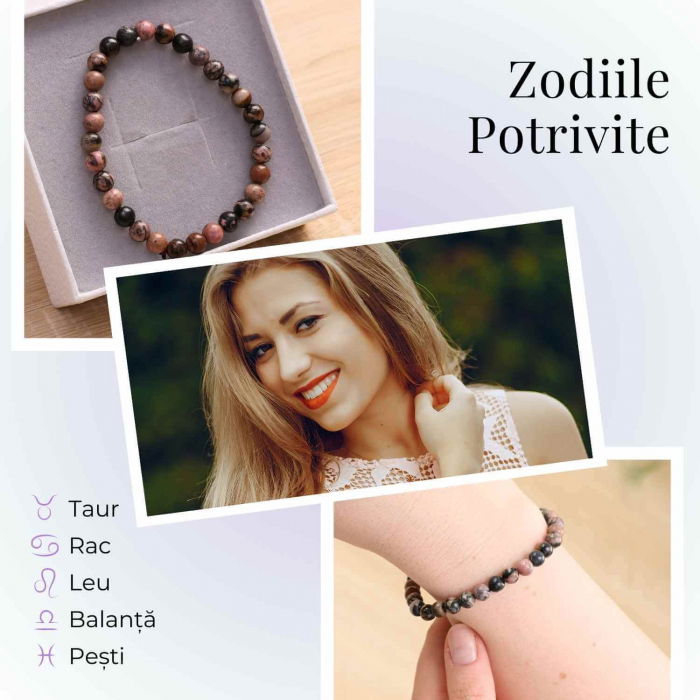 Bratara Elastica cu Margele 6mm din Rodonit -Vindecare Emotionala si Echilibru [5]