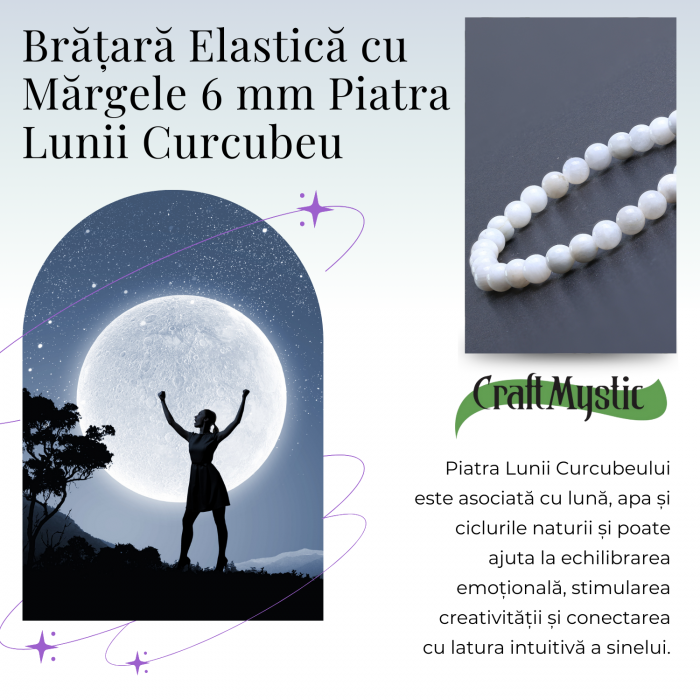 Bratara cu margele 6mm din Piatra Lunii Curcubeu pentru Vindecare Emotionala [7]
