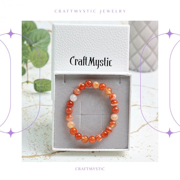 Bratara Elastica cu Margele de Carneol 8mm - Pulsul Creativitatii si Energiei [7]