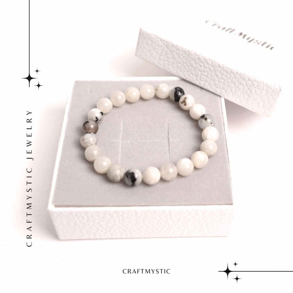 Bratara Elastica cu Margele 8mm din Piatra Lunii Curcubeu - Magie si Femininitate [3]