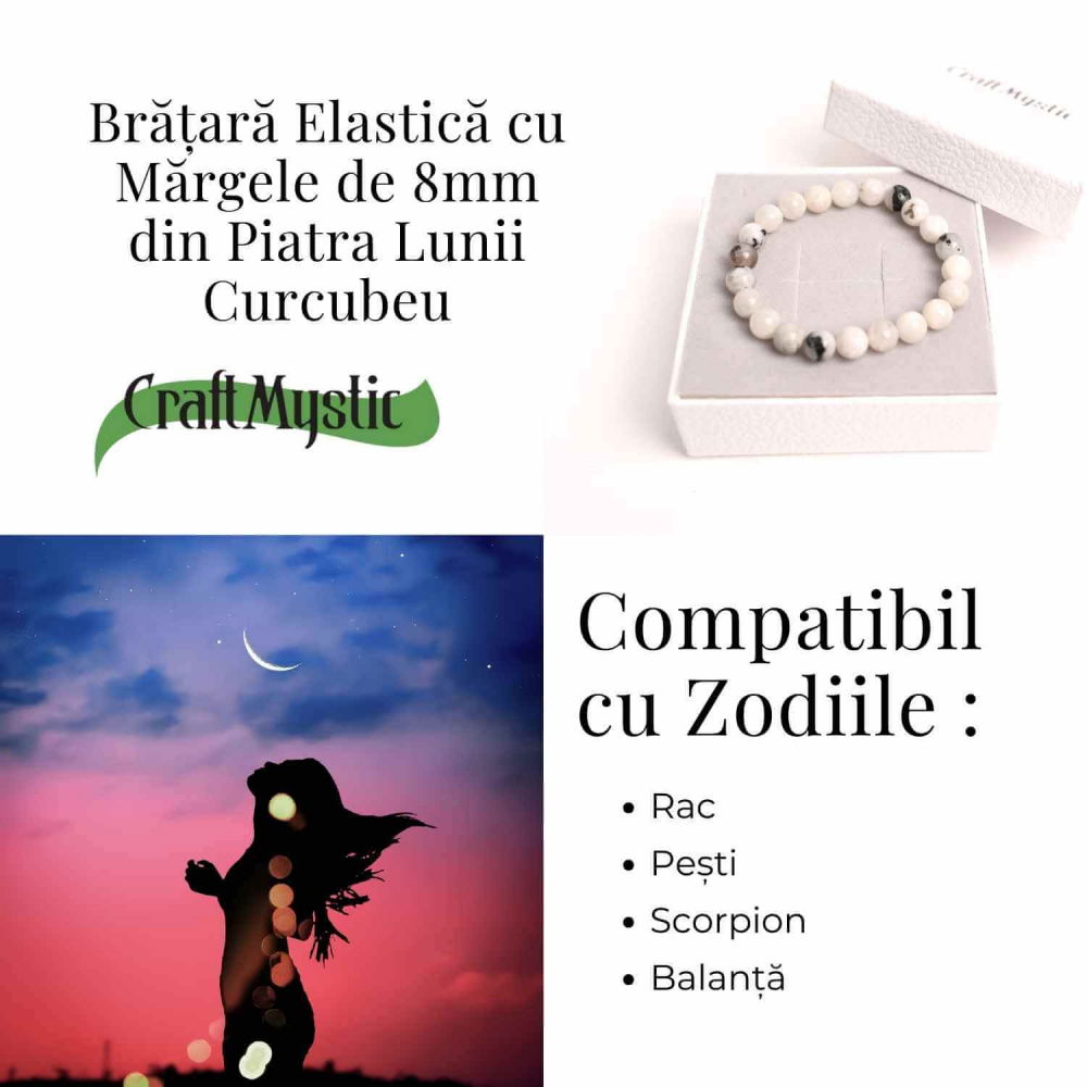 Bratara Elastica cu Margele 8mm din Piatra Lunii Curcubeu - Magie si Femininitate [7]
