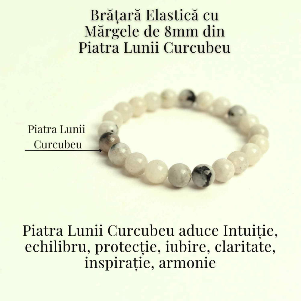 Bratara Elastica cu Margele 8mm din Piatra Lunii Curcubeu - Magie si Femininitate [5]