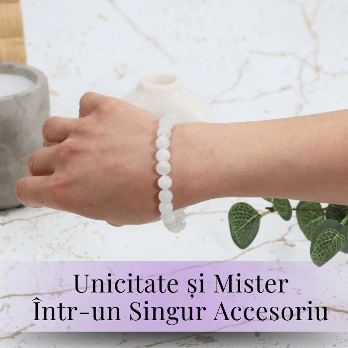 Bratara Elastica cu Margele 8mm din Piatra Lunii Curcubeu - Magie si Femininitate [2]