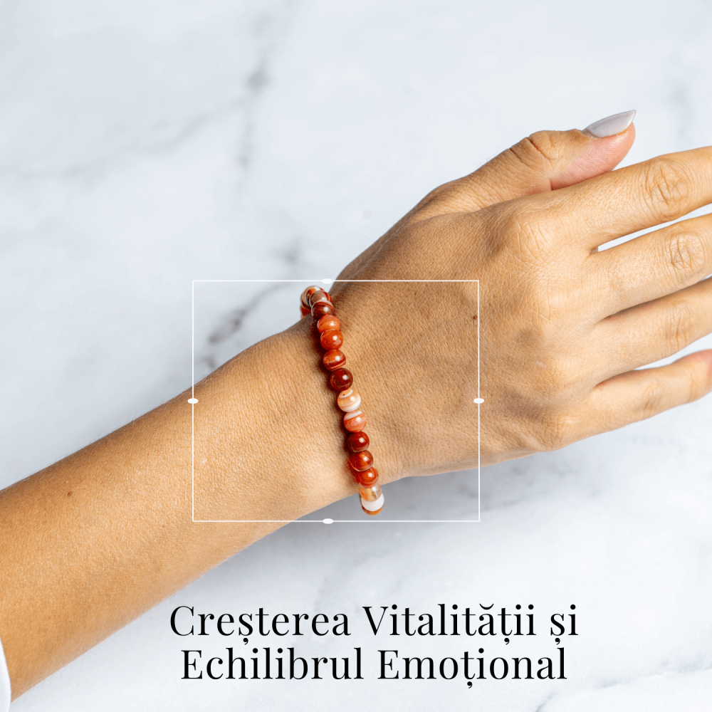 Bratara elastica cu margele de Carneol Agat Botswana – Energie si Vitalitate [2]