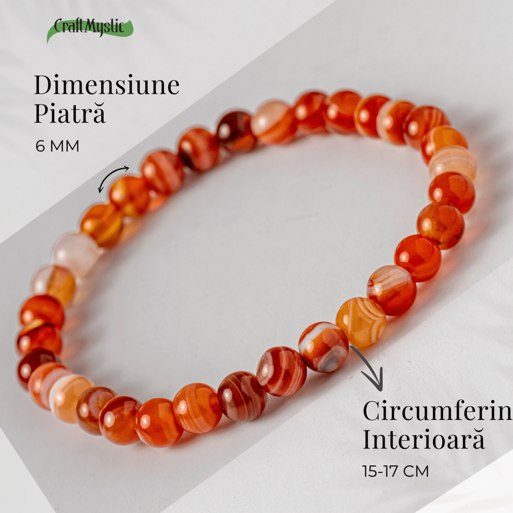 Bratara elastica cu margele de Carneol Agat Botswana – Energie si Vitalitate [5]