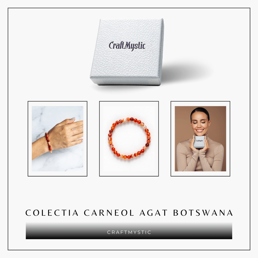 Bratara elastica cu margele de Carneol Agat Botswana – Energie si Vitalitate [7]