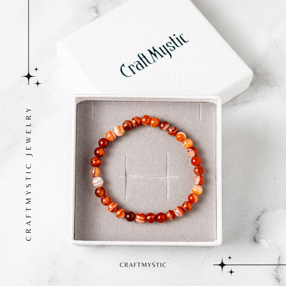 Bratara elastica cu margele de Carneol Agat Botswana – Energie si Vitalitate [6]