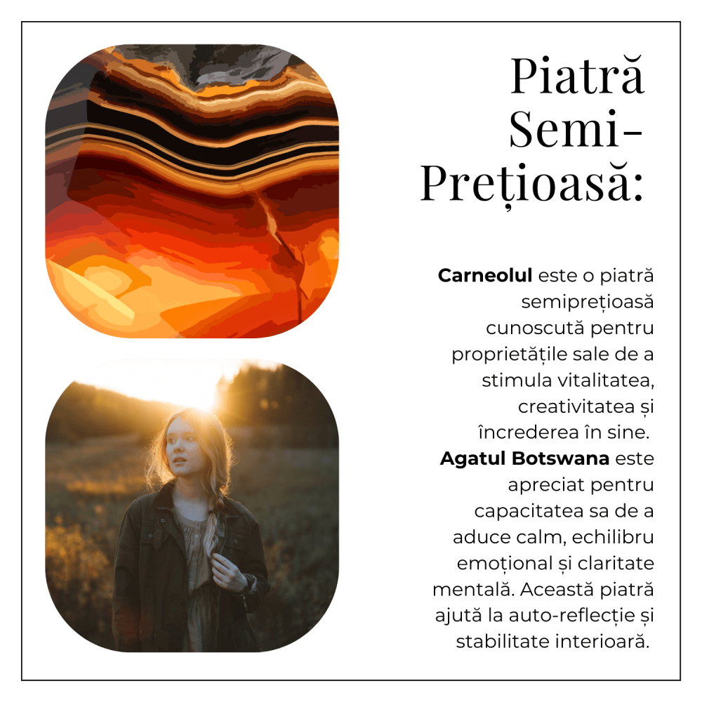 Bratara elastica cu margele de Carneol Agat Botswana – Energie si Vitalitate [8]