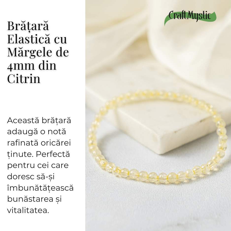 Bratara Elastica cu Margele 4 mm Naturale de Citrin – Atragerea Prosperitatii si Claritate [3]