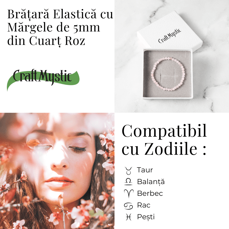 Bratara Elastica cu Margele de Cuart Roz 5mm – Iubire si Vindecare Emotionala [4]