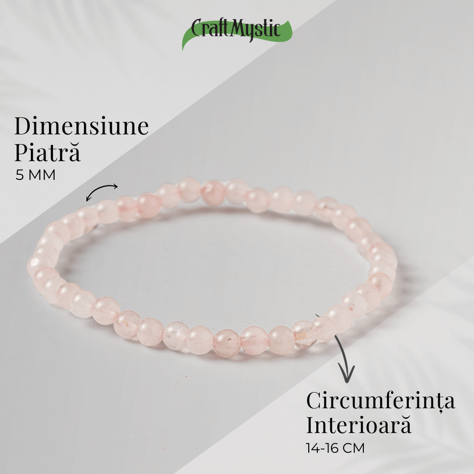 Bratara Elastica cu Margele de Cuart Roz 5mm – Iubire si Vindecare Emotionala [5]