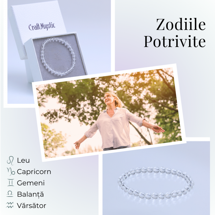 Bratara Elastica cu Margele Naturale de 4mm din Cuart transparent pentru Claritate Mentala si Focus [5]